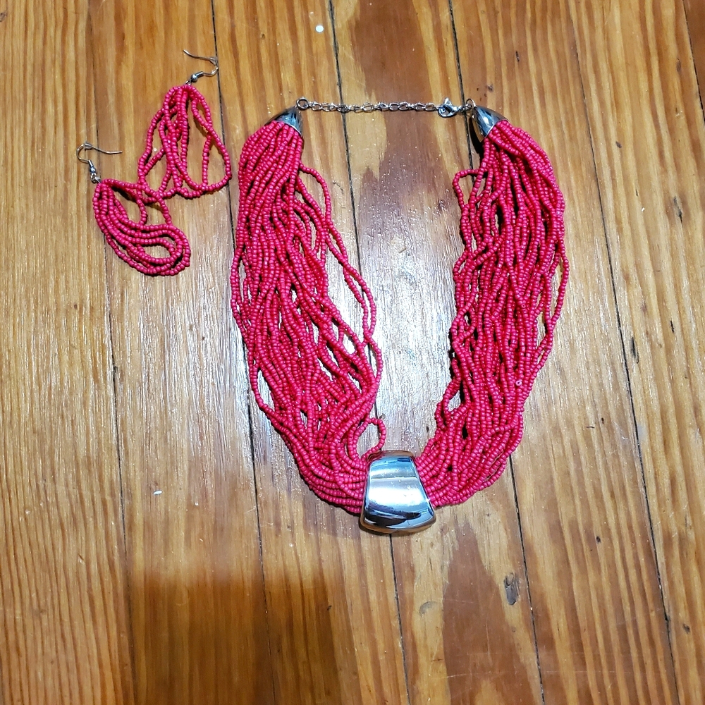 BRAND NEW multi strand necklace & earrings